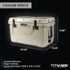 imageTitan PRO High Performance Ice Chest  55 Quart Capacity  Hard Cooler with Interior LED Light Dry Bin Ice Saver Performance Booster and Microban Protection  Driftwood Tan