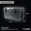 imageTitan PRO High Performance Ice Chest  55 Quart Capacity  Hard Cooler with Interior LED Light Dry Bin Ice Saver Performance Booster and Microban Protection  Granite Gray