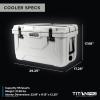 imageTitan PRO High Performance Ice Chest  55 Quart Capacity  Hard Cooler with Interior LED Light Dry Bin Ice Saver Performance Booster and Microban Protection  Arctic White