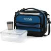 imageTitan Fridge Cold Crush Resistant Expandable Lunch Bag  With Reusable Gel Ice Packs Plus Food Container Set  Sail BlueSail Blue