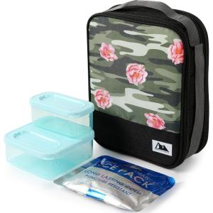 imageArctic Zone Expandable Urban Lunch Pack with 210g Ice Pack and 4 Piece Kids Sandwich Set  Rose Camo