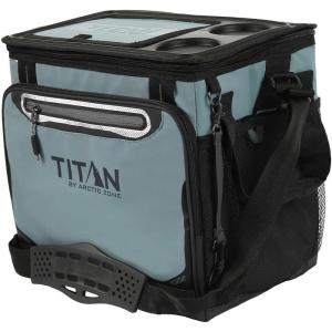 imageTitan Arctic Zone  Insulated LeakProof Collapsible Cooler Bag Holds 40 Cans Teal Blue