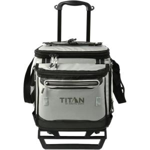 imageTitan Deep Freeze 60 5010 Can Wheeled Cooler  Collapsible Rolling Cooler with Wheels and AllTerrain CartSeagrass