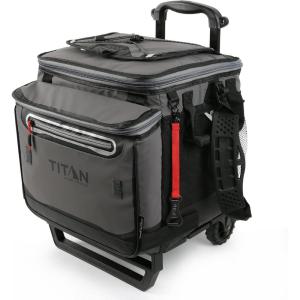 imageTitan Deep Freeze 60 5010 Can Wheeled Cooler  Collapsible Rolling Cooler with Wheels and AllTerrain CartSharkskin Grey
