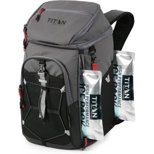 imageTitan Deep Freeze Ice Wall Backpack Cooler 30 Can Cooler Bag with Ice PacksSharkskin
