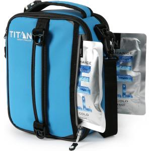 imageTitan High Performance Fridge Cold Expandable Insulated Lunch Box  BlackSilverBlue