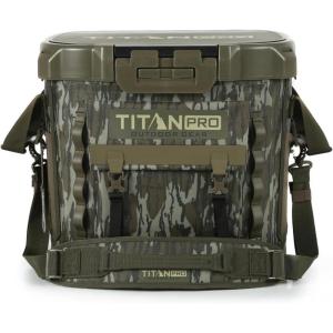 imageTitan PRO High Performance Welded Cooler  36 Can Capacity  Waterproof Cooler with Air Lock Latch and Leak Proof Interior  Bottomland Camo by Mossy OakOak Bottomland