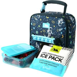image:imageArctic Zone Popit Kids Lunch Box Combo with Sensory Pop Handle 210g Ice Pack and Sandwich Container Dino Skeleton DyeBlue