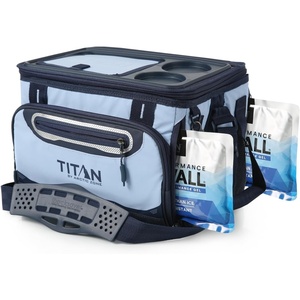 image:imageTitan by Arctic Zone Collapsible Cooler with Ice Pack amp Bottle Opener Insulated Bag with Shoulder Strap amp Leak Proof Lining for Beach Travel amp CampingDark Arctic Blue